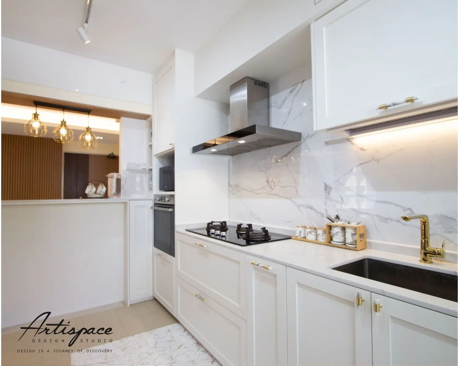 Modern contemporary master bedroom with bespoke built-in wardrobe and vanity